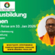 Eine kleine Gruppe von Teilnehmern während einer konzentrierten Yoga Ausbildung in der hellen Dr. Mishra Academy in Bremen.